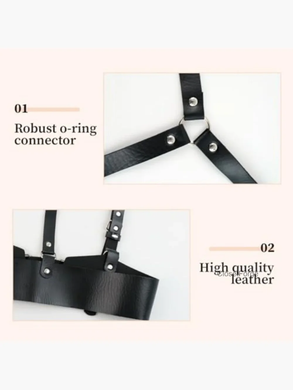 Wide Punk Rock Leather Vest Belt Top with Adjustable Straps for Women